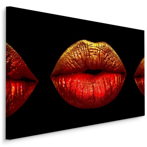 Schilderij - Rode lippen, 4 maten, wanddecoratie