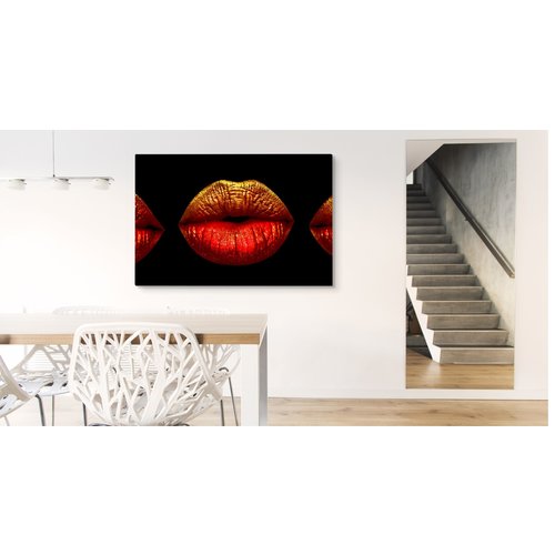 Schilderij - Rode lippen, 4 maten, wanddecoratie