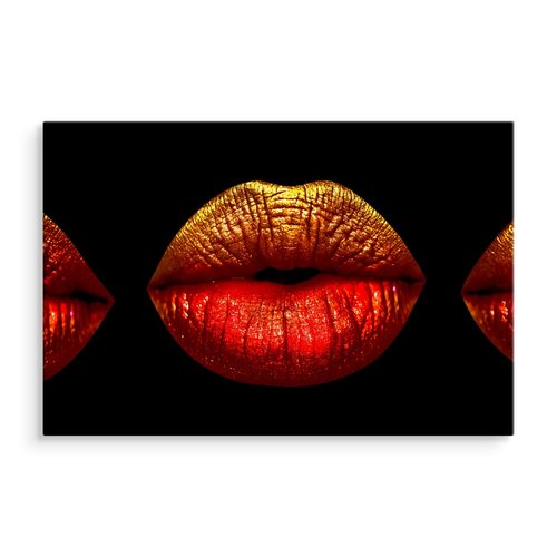 Schilderij - Rode lippen, 4 maten, wanddecoratie