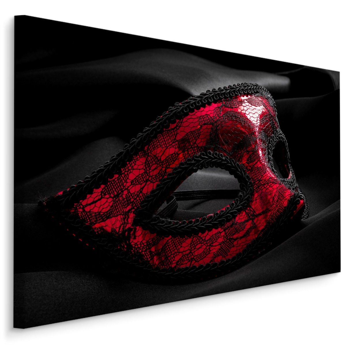 Schilderij - Carnival masker, zwart/rood, 4 maten, premium print afbeelding