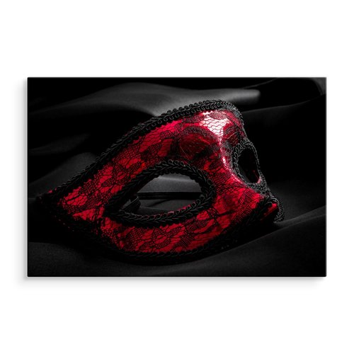 Schilderij - Carnival masker, zwart/rood, 4 maten, premium print