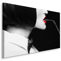Schilderij - Vrouw met zweep, zwart-wit/rood, 4 maten, premium print Schilderij - Vrouw met zweep, zwart-wit/rood, 4 maten, premium print