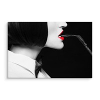 Schilderij - Vrouw met zweep, zwart-wit/rood, 4 maten, premium print Schilderij - Vrouw met zweep, zwart-wit/rood, 4 maten, premium print