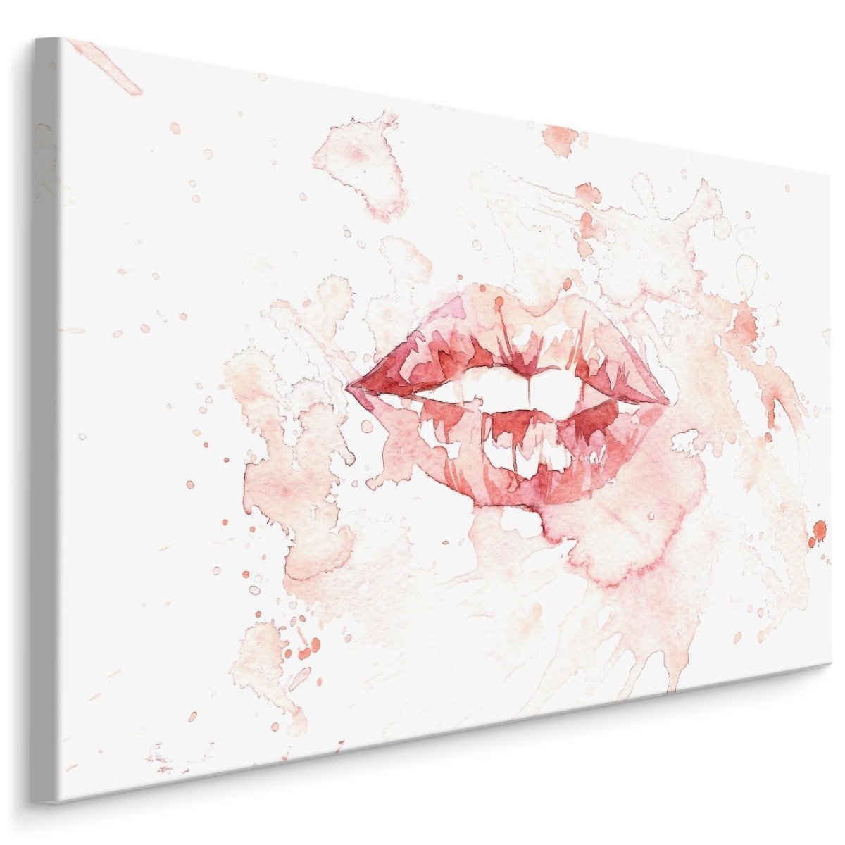 Schilderij - Lippen in Aquarel, roze/wit, 4 maten, premium print afbeelding