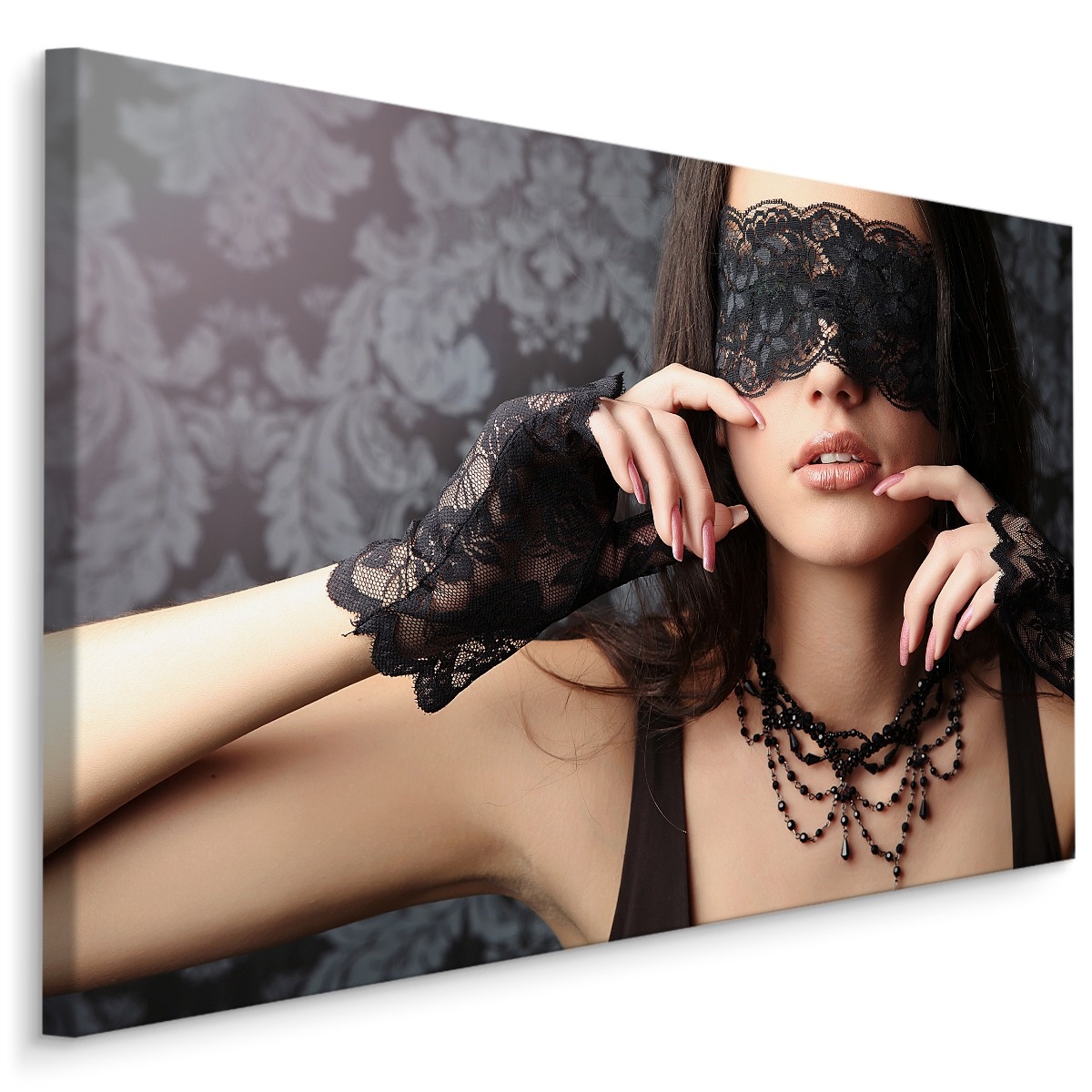 Schilderij - Geblinddoekte vrouw, multi-gekleurd, 4 maten, wanddecoratie afbeelding