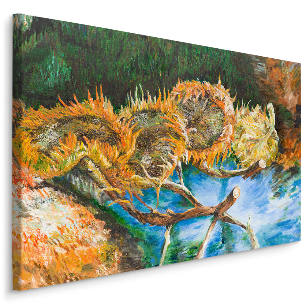 Schilderij - Zonnebloemen (print op canvas), multi-gekleurd, 4 maten, premium print afbeelding