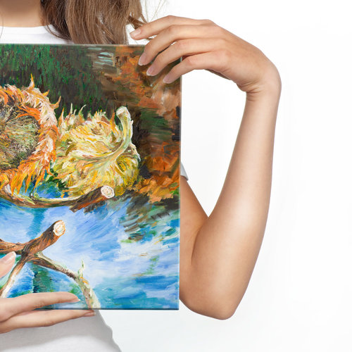 Schilderij - Zonnebloemen (print op canvas), multi-gekleurd, 4 maten, premium print