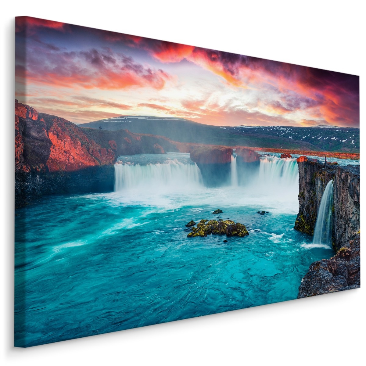 Schilderij - Prachtige waterval in IJsland, multi-gekleurd, 4 maten, wanddecoratie afbeelding