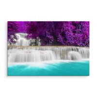 Schilderij - Wonderbaarlijke waterval, paars/blauw, 4 maten, wanddecoratie