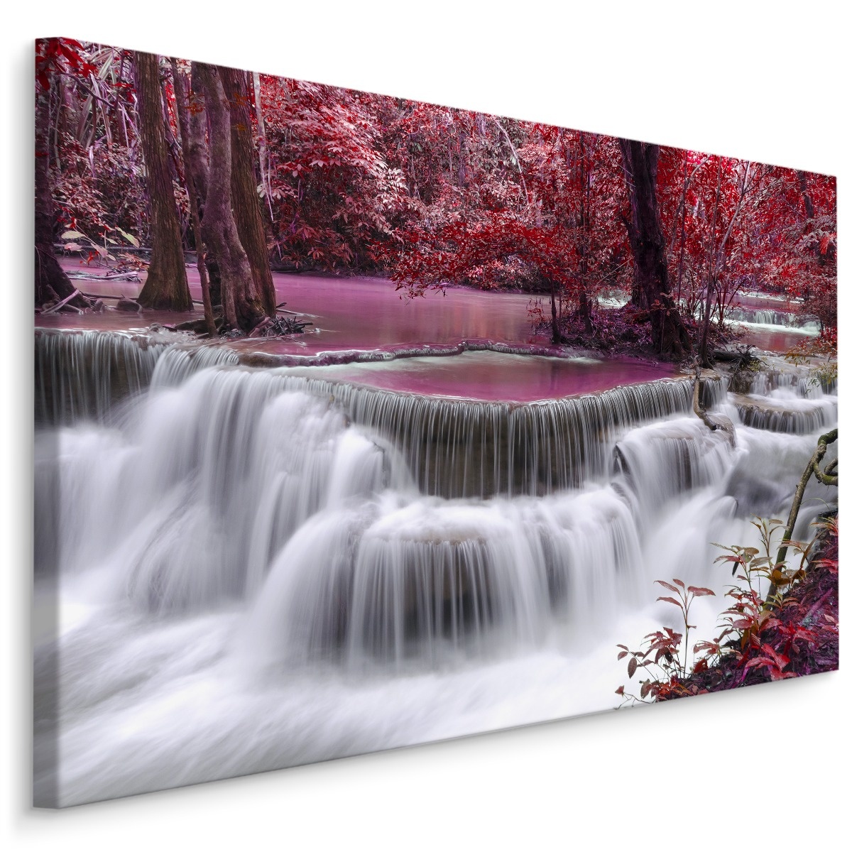Schilderij - Rode waterval, 4 maten, premium print afbeelding