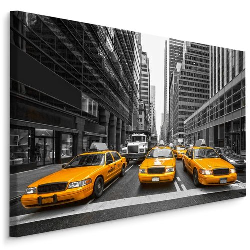 Schilderij Gele taxi in New York City, 4 maten, wanddecoratie