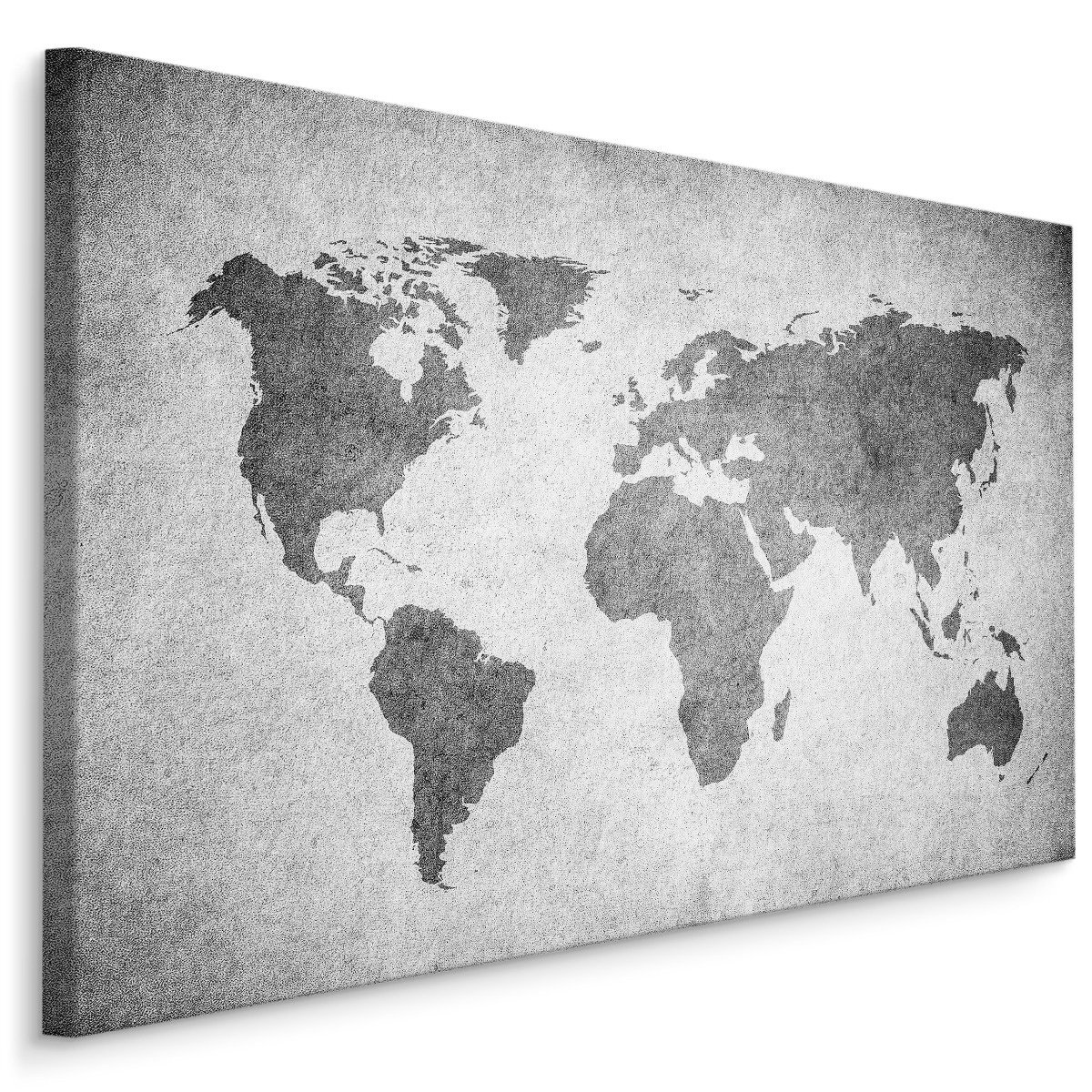 Schilderij - Grijze wereldkaart, 4 maten, wanddecoratie afbeelding