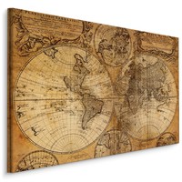 Schilderij - Oude wereldkaart, Sepia, 4 maten, wanddecoratie