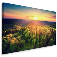 Schilderij - Zonsondergang in de bergen, multi-gekleurd, 4 maten, wanddecoratie Schilderij - Zonsondergang in de bergen, multi-gekleurd, 4 maten, wanddecoratie