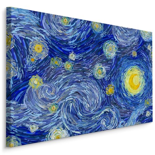 Automatisch De stad Leraren dag Schilderij - Sterrennacht in de style van Vincent van Gogh, blauw/geel -  Karo-art VOF