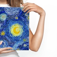 Schilderij - Sterrennacht in de style van Vincent van Gogh, blauw/geel, 4 maten, print op canvas