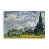 Schilderij - Vincent Van Gogh Korenveld met Cipressen, blauw/groen, 4 maten, reproductie