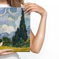 Schilderij - Vincent Van Gogh Korenveld met Cipressen, blauw/groen, 4 maten, reproductie Schilderij - Vincent Van Gogh Korenveld met Cipressen, blauw/groen, 4 maten, reproductie