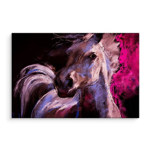 Schilderij - Paard in Pastelkleuren (print op canvas), 4 maten , wanddecoratie