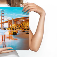 Schilderij - Golden Gate Bridge, San Fransisco, 4 maten, multi-gekleurd, wanddecoratie