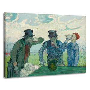 Karo-art Schilderij -Vincent van Gogh, The drinkers. 100x80cm. premium print, wanddecoratie