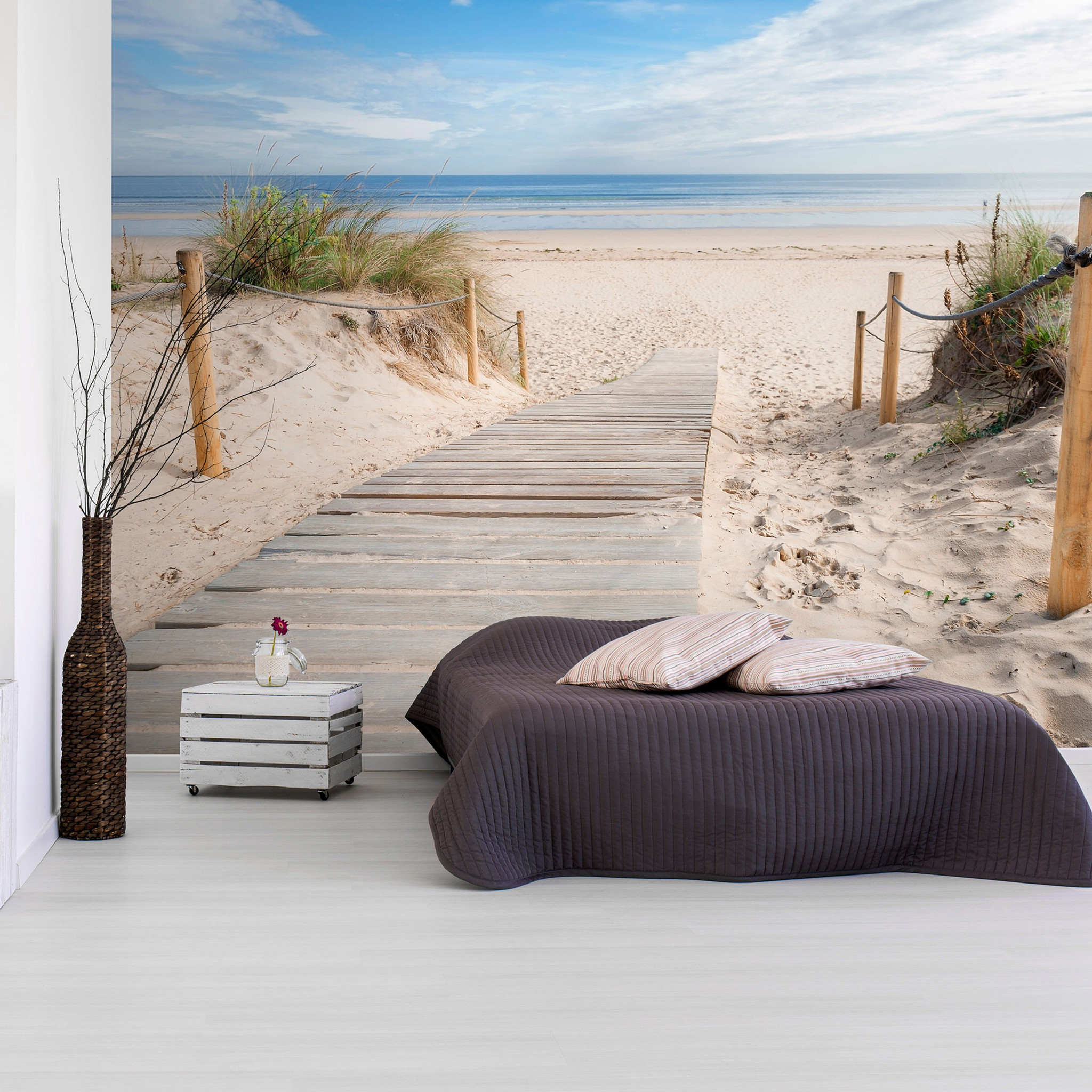 Zelfklevend fotobehang - Op het strand, 4 maten, premium print afbeelding