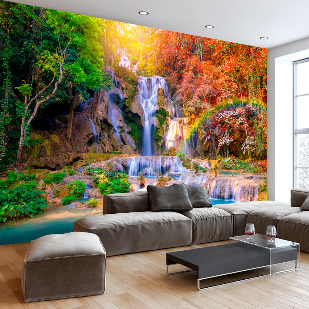 Zelfklevend fotobehang - Tat Kuang Si watervallen , Premium Print afbeelding