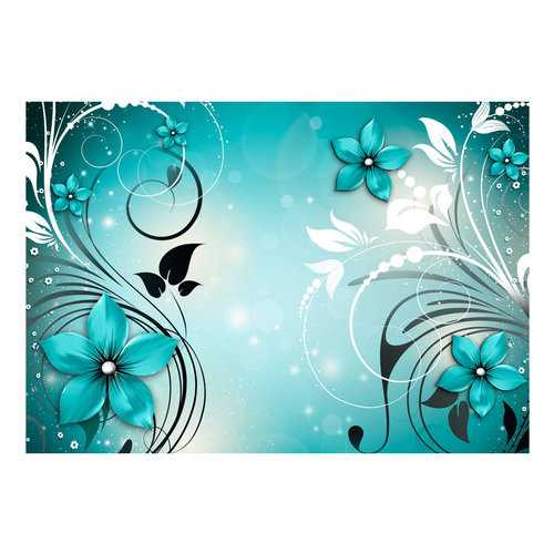 Zelfklevend fotobehang - Turquoise bloesem, 8 maten, premium print Zelfklevend fotobehang - Turquoise bloesem, 8 maten, premium print