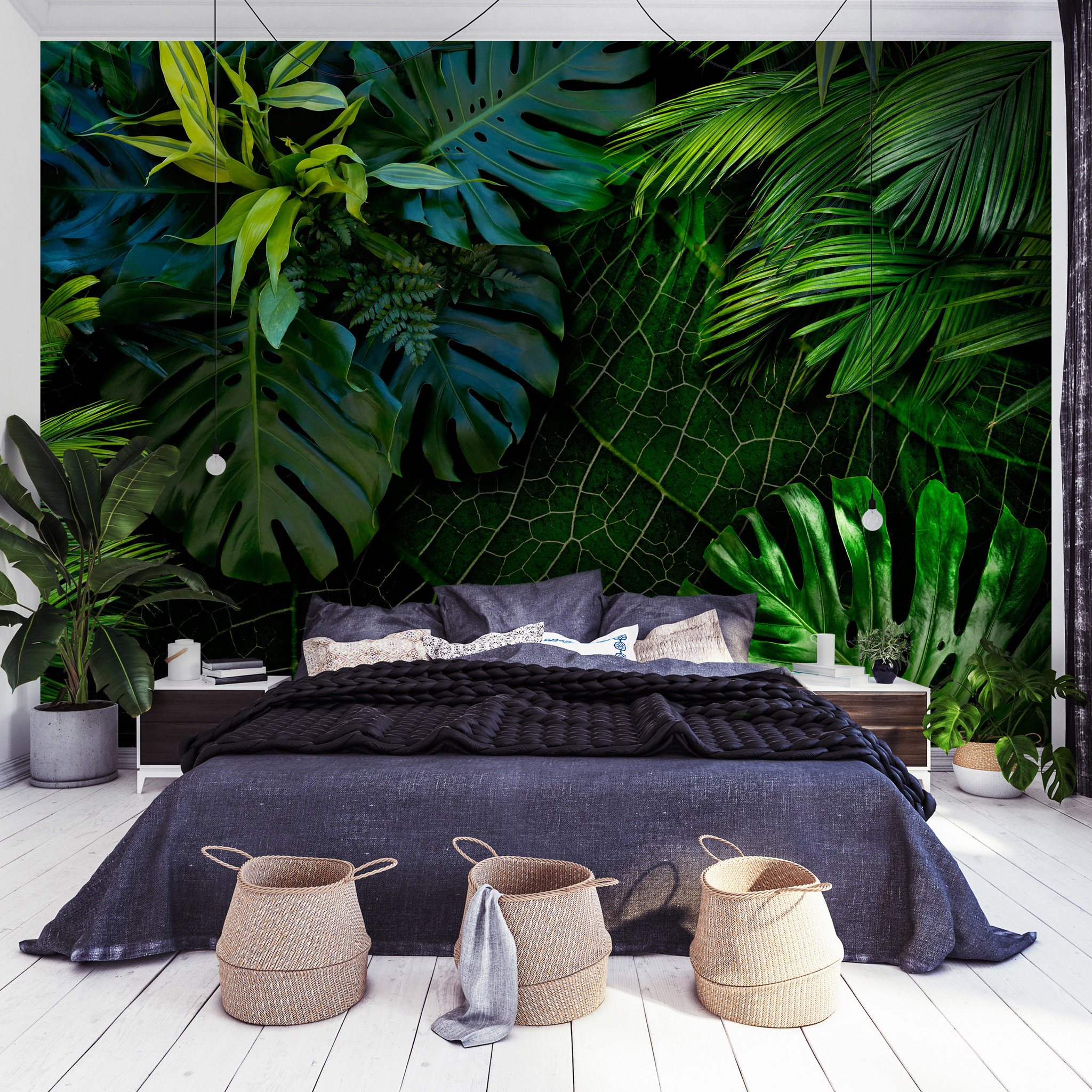 Zelfklevend fotobehang - Groene Bladeren , Jungle , Premium Print afbeelding