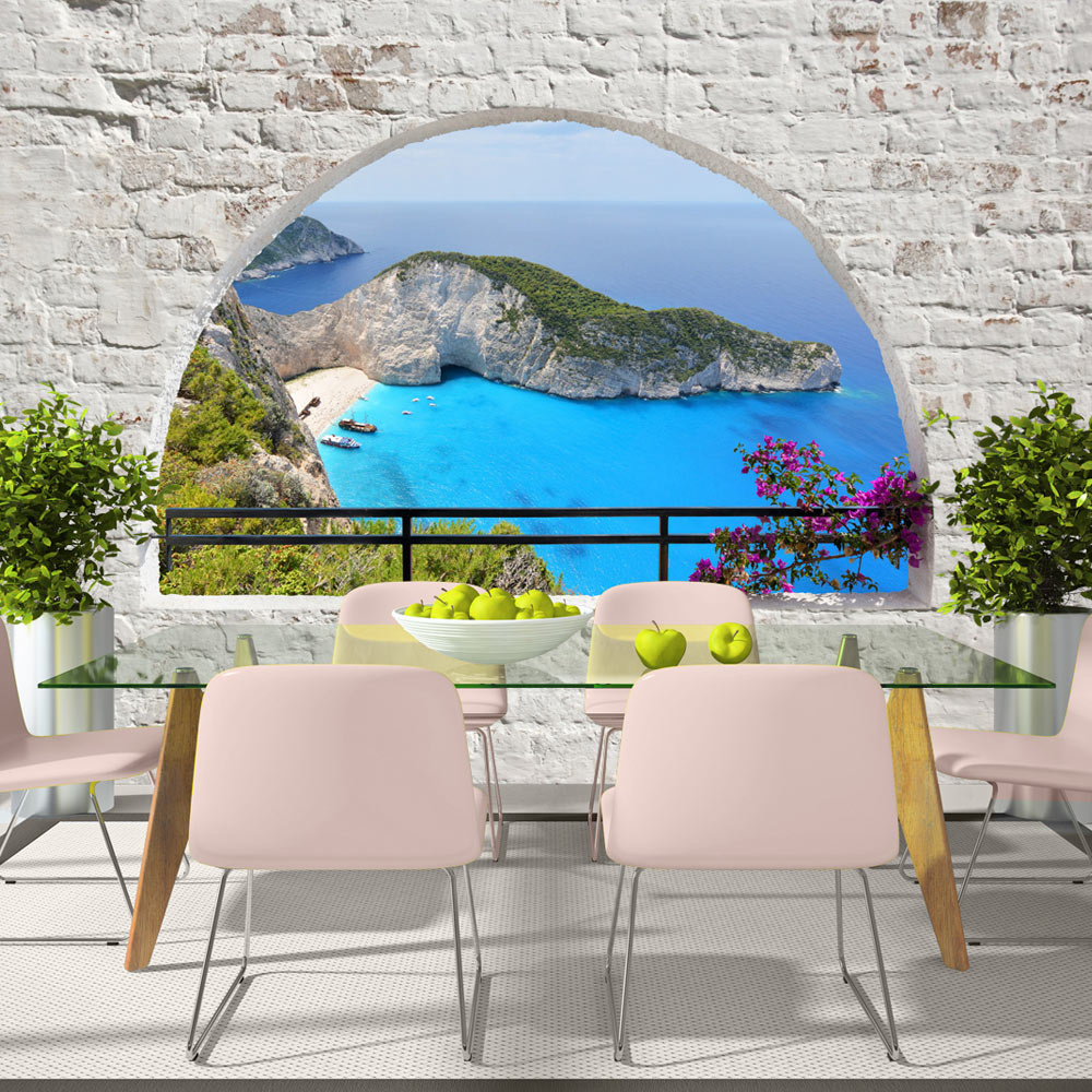 Zelfklevend fotobehang - Kalamaki , uitzicht van Balkon , Premium Print afbeelding