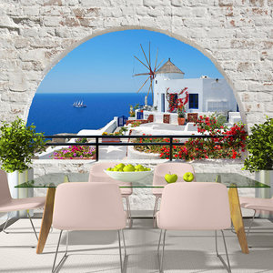 Zelfklevend fotobehang -  Zomer in Santorini  , Premium Print