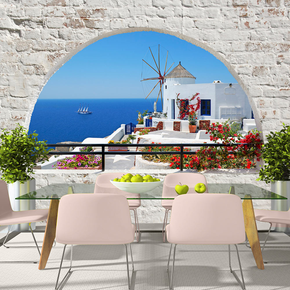 Zelfklevend fotobehang - Zomer in Santorini , Premium Print afbeelding