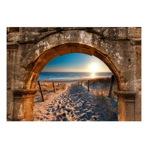 Zelfklevend fotobehang -  Strand door een boog , Premium Print