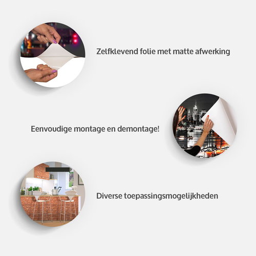 Zelfklevend fotobehang - Houten Regenboog, Planken, Premium Print Zelfklevend fotobehang - Houten Regenboog, Planken, Premium Print