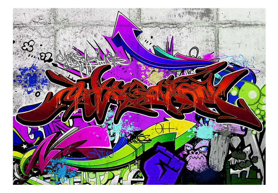 Zelfklevend fotobehang - Graffiti, Urban Style, 8 maten, Premium Print, geen behangtafel nodig, inst