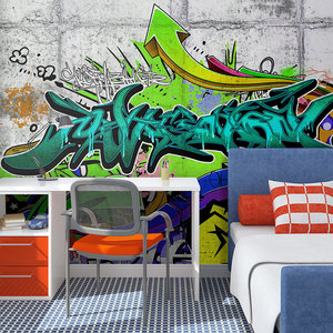 Zelfklevend fotobehang - Graffiti, Kleuren van de stad, Premium Print