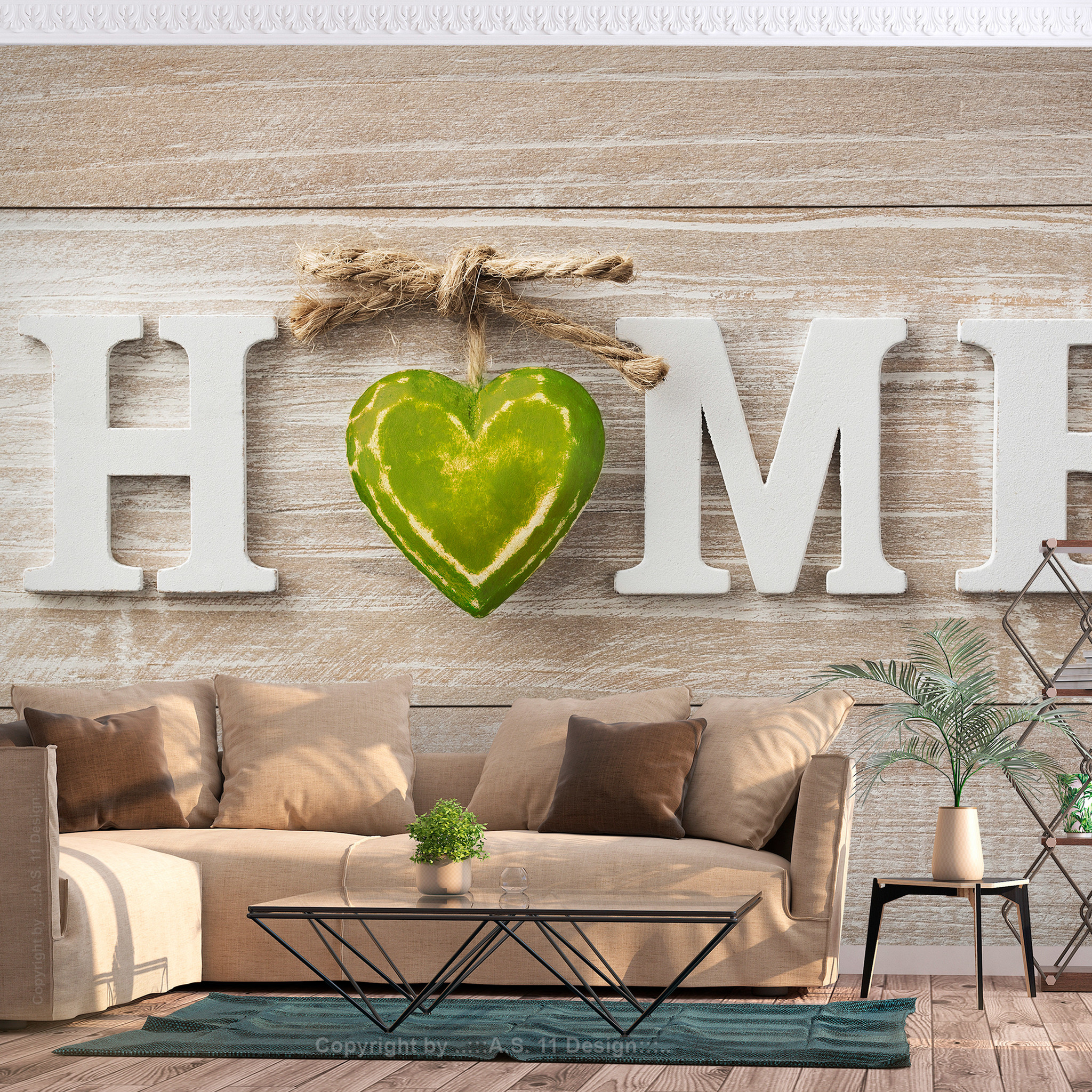 Zelfklevend fotobehang - Home, Thuis met liefde (groen) premium print, 8 maten