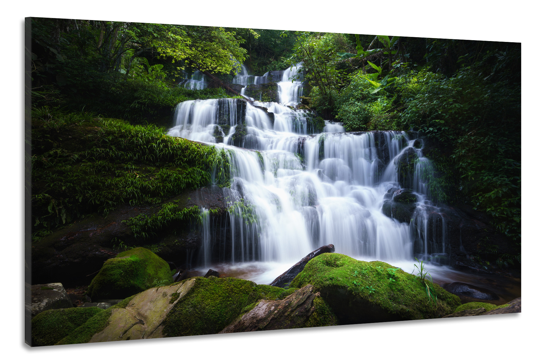 Schilderij -Spectaculaire Waterval, 100x70cm, premium print, wanddecoratie afbeelding