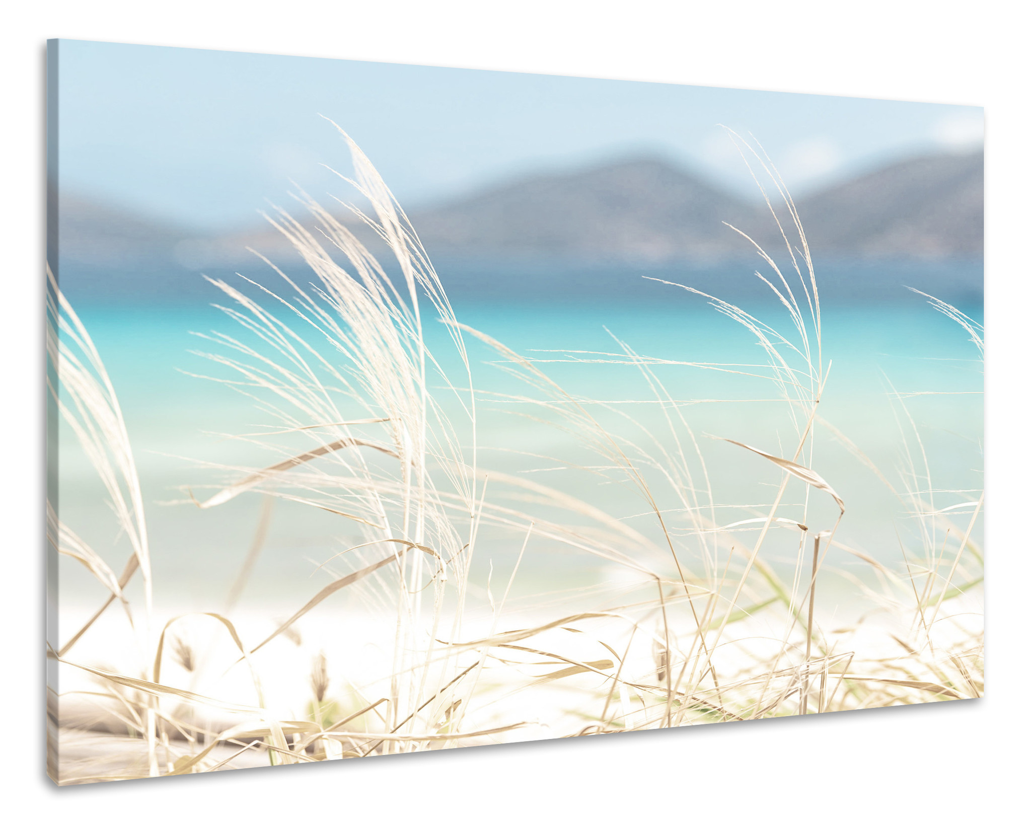 Schilderij -Vreedzaam Uitzicht , 90x70cm , wanddecoratie , premium print afbeelding