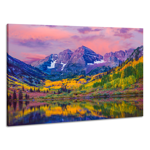 Karo-art Schilderij - Kleurrijk Aspen, Colorado USA, 100x70cm. Premium print