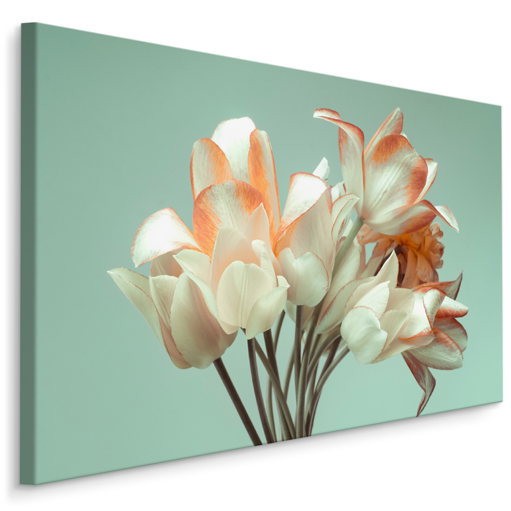 Schilderij - Boeket van bloeiende tulpen, premium print afbeelding
