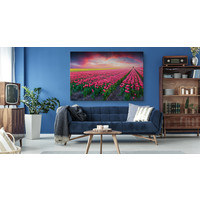 Schilderij - Bloeiend tulpen veld, premium print