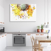 Schilderij - Geschetste zonnebloem (print op canvas), premium print