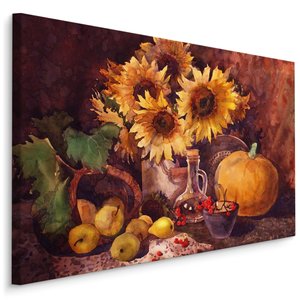 Schilderij - Stilleven met zonnebloem (print op canvas), premium print Schilderij - Stilleven met zonnebloem (print op canvas), premium print