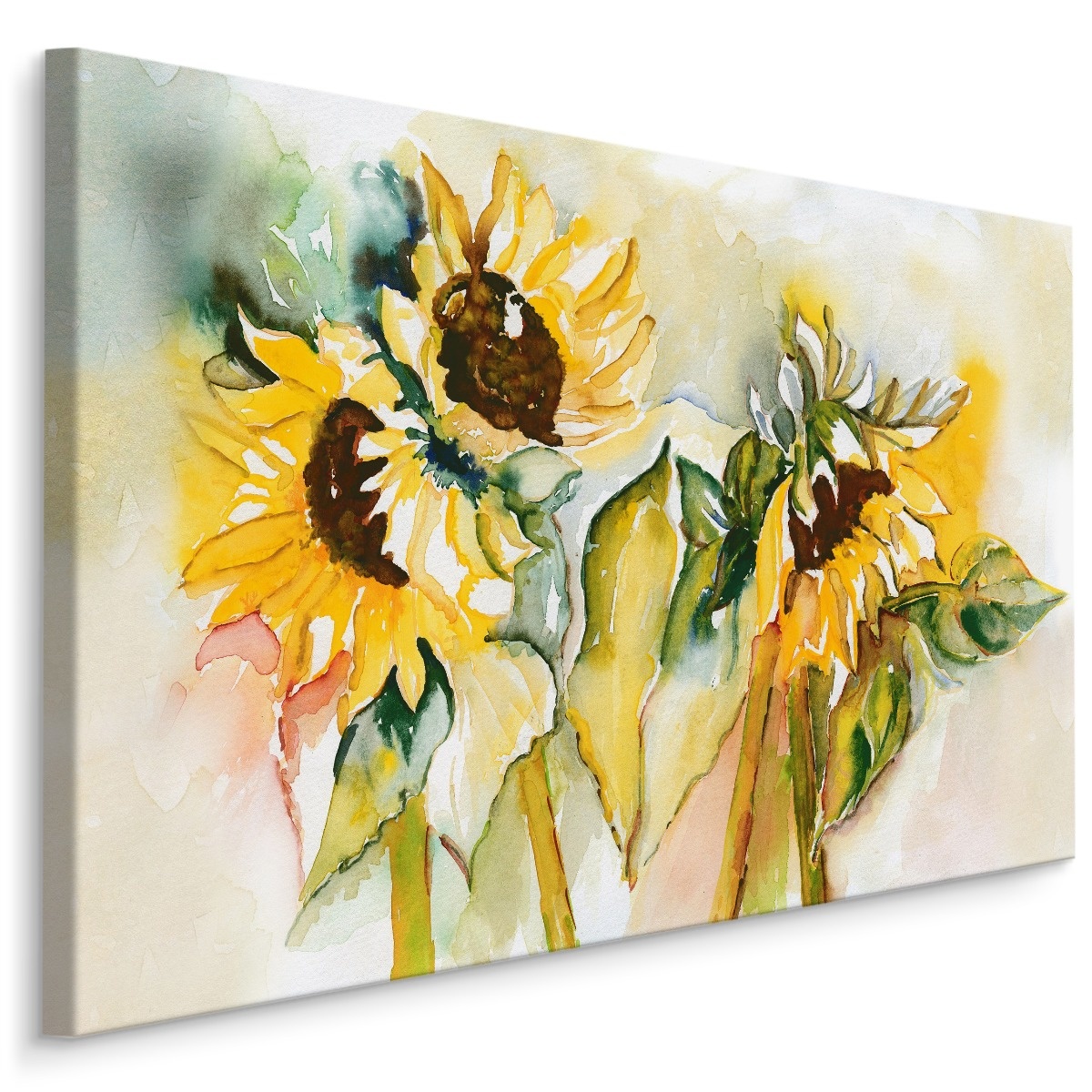Schilderij - Zonnebloemen, 5 maten, Premium print op canvas