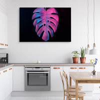 Schilderij - Kleurrijk Monstera blad, Premium Print, 5 maten