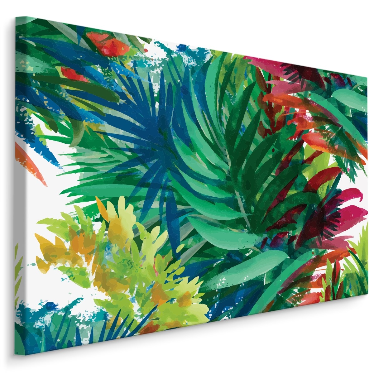 Schilderij - Kleurrijke tropische bladeren (print op canvas) premium print afbeelding