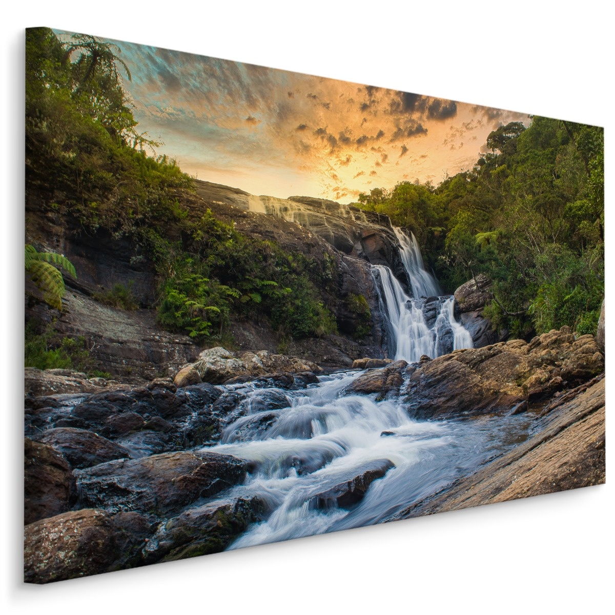 Schilderij - Waterval in Sri Lanka, premium print afbeelding