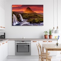 Schilderij - Waterval in IJsland, premium print