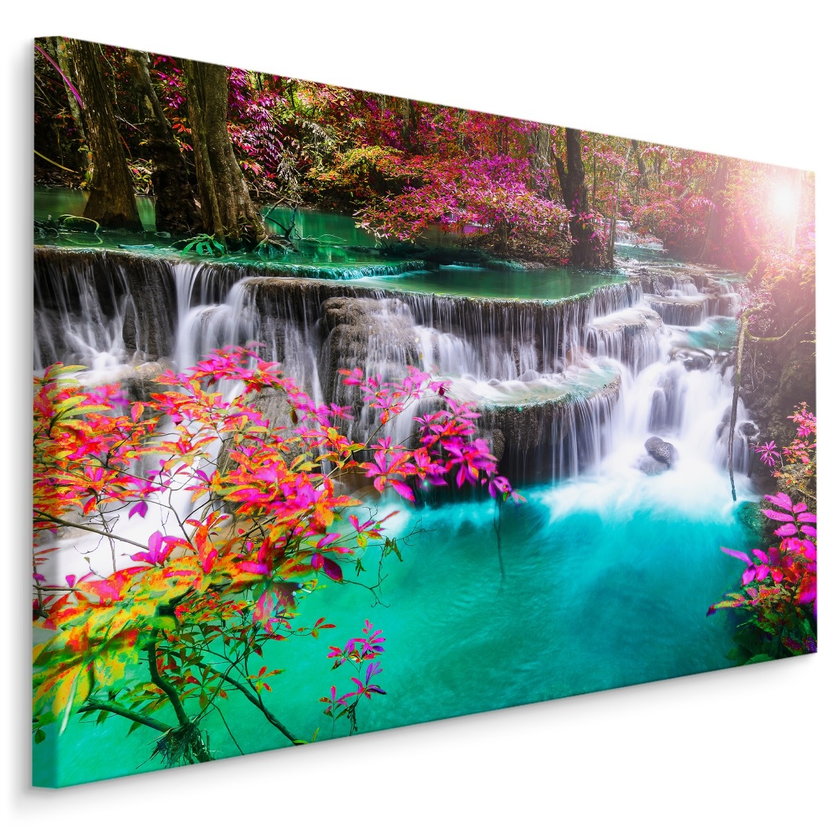 Schilderij - Kleurrijke waterval, premium print afbeelding